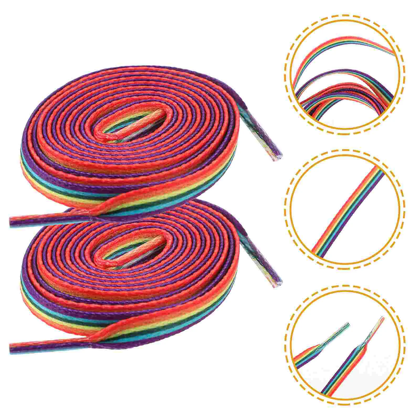 

2 Pairs Rainbow Laces Footwear Shoelace Athletic Flat Canvas Kid's Shoelaces Kids Elastic Polyester Ties Sneakers Personalized