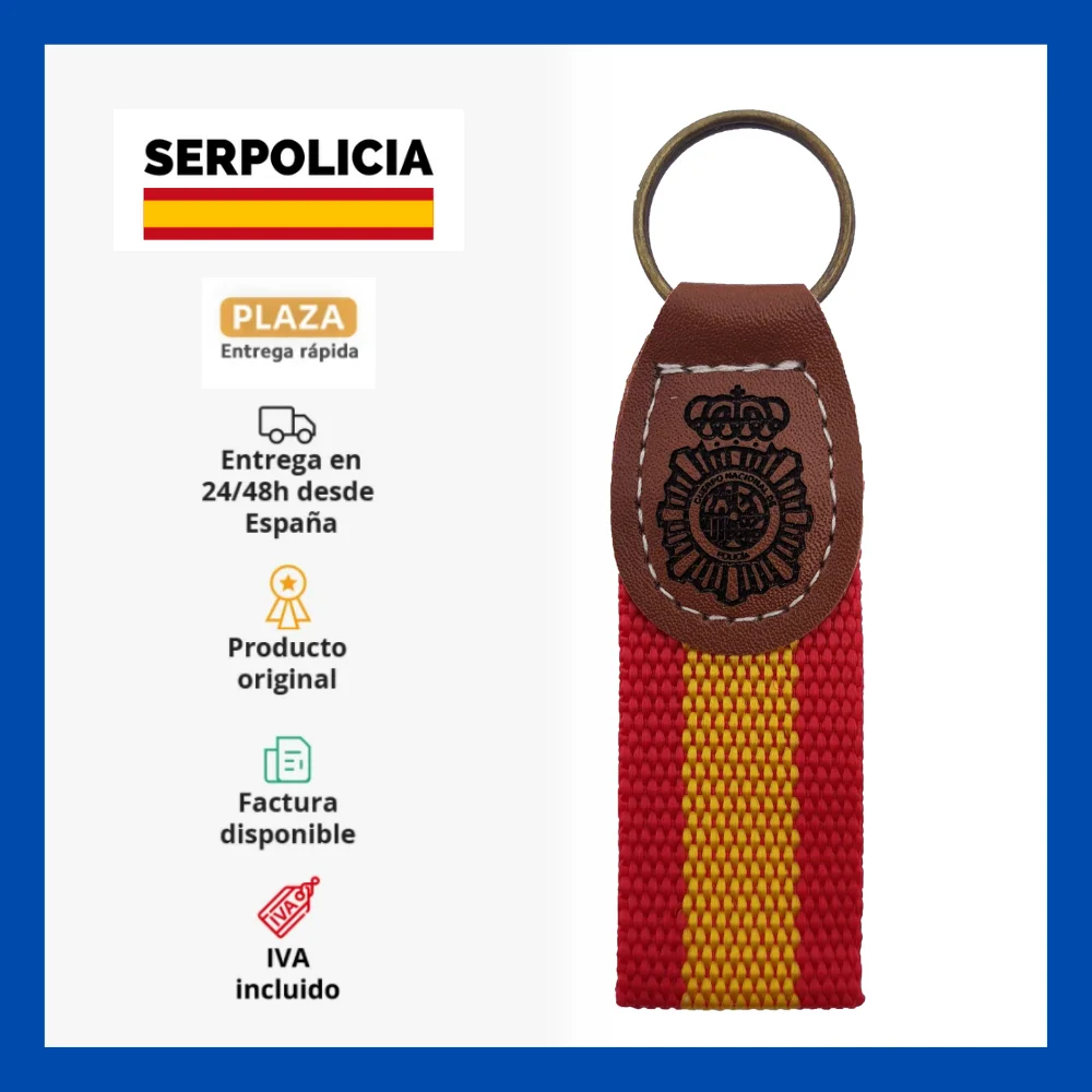 Брелок полиция с флагом Испании. Логотипы корпуса национальной полиции GEO и UPR.