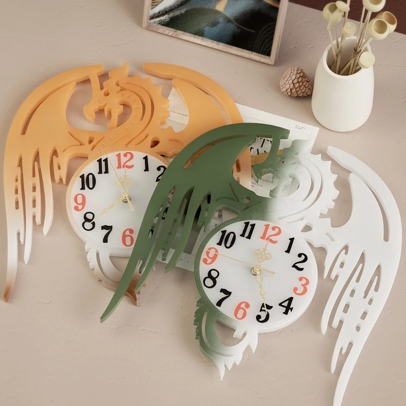 Часы с изображением дракона DIY арабский цифровой циферблат орнамент силиконовая