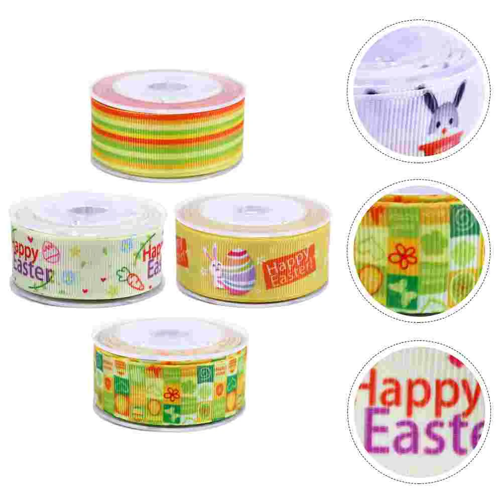 

4 рулона, Пасхальная тематика DIY ленточный аксессуар, Пасхальная практичная оберточная лента