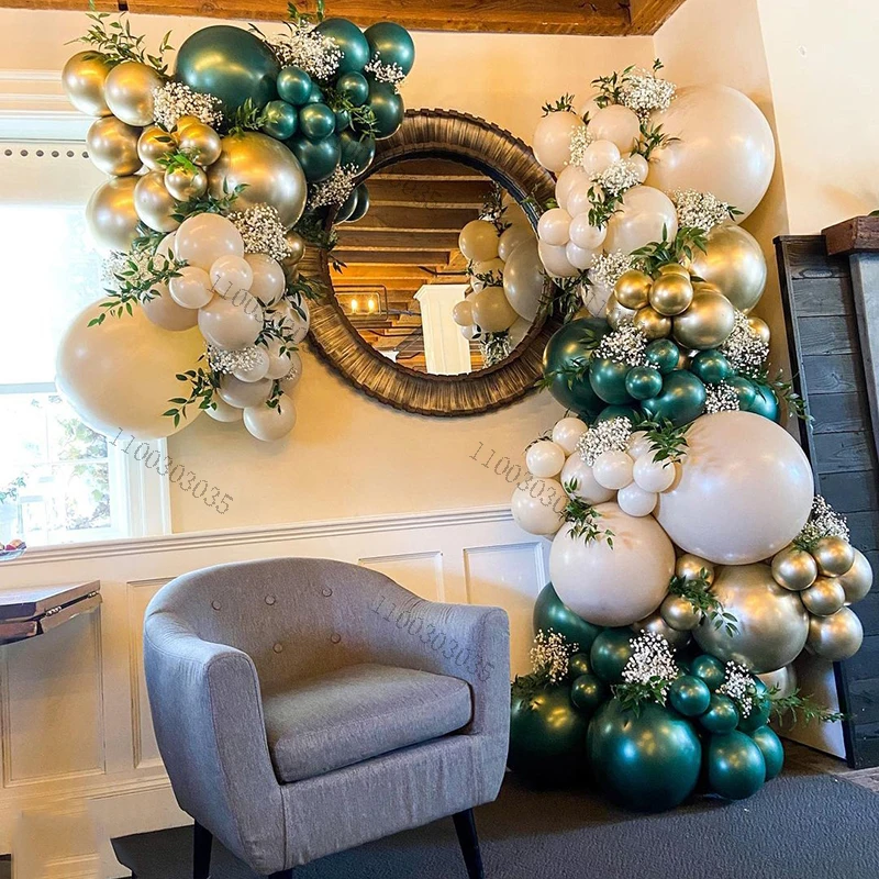 

Green Gold Balloon Garland Arch Chain Wedding Decoration Birthday Party Balloons For Kids Baby Shower Artificial Flower