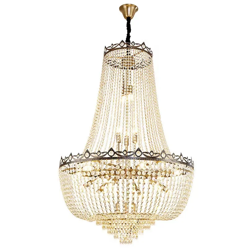 Современная потолочная Европейская огромная люстра с чистым кристаллом