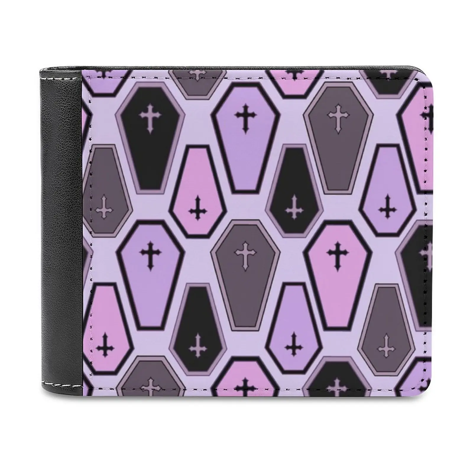 

Мужской кошелек с узором в виде гроба Pastel, кожаный мужской короткий кошелек, кошелек с несколькими кармашками для карт, модный кошелек, гроб ...