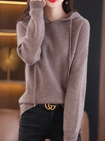 2022 spring and autumn new temperament casual wool hooded knitted slim hooded womens sweater for outer wear