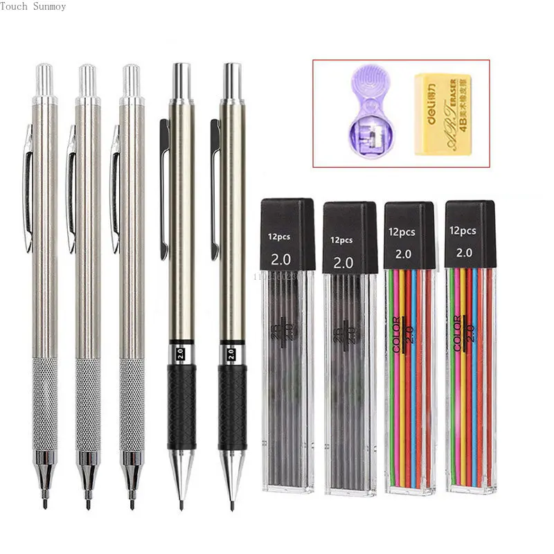 Set With Refills Lead And Eraser,2.0mm Drafting,sketch,architecture Pencils,back To School Supplie