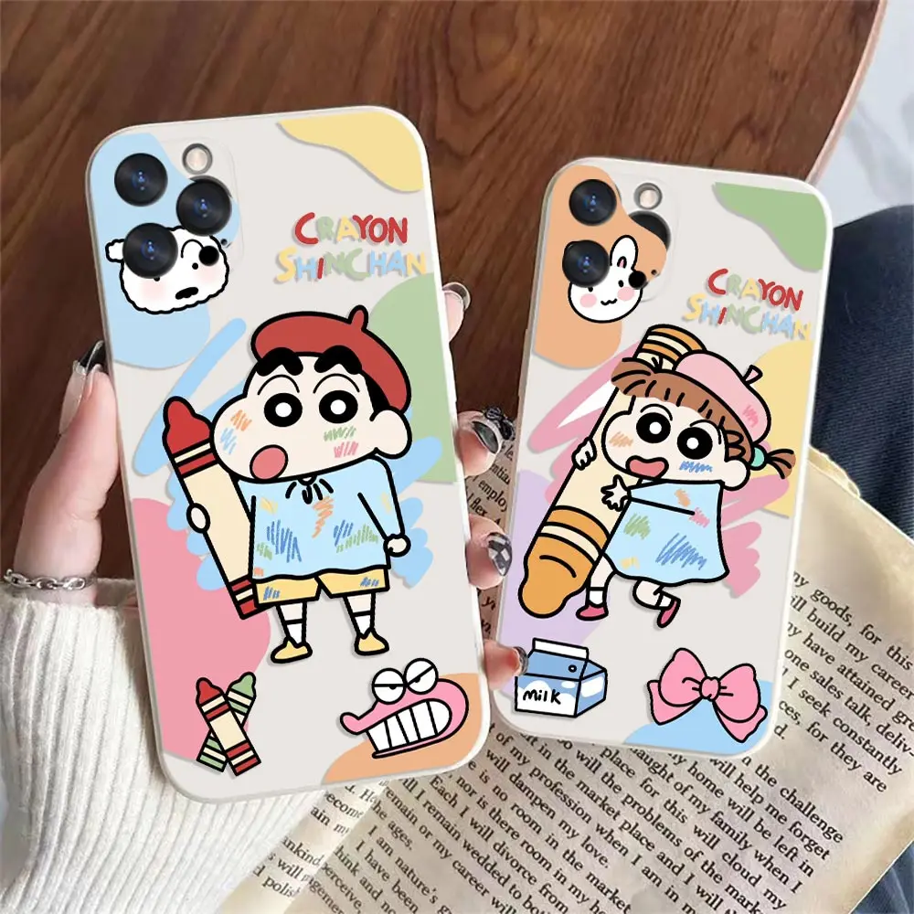

Crayon Shin Chan Couple Cartoon Case For iPhone14 Pro Max Case For Apple iPhone14 13 12 11 Pro Max Mini 8 7 SE Plus Colour Cover