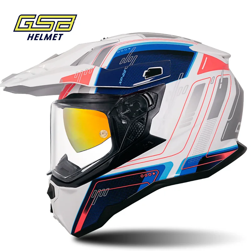 GSB Motorcycle Helmet ECE DOT Certification Full face Double lens Racing Off-road Cascos Para Moto Capacetes Casco