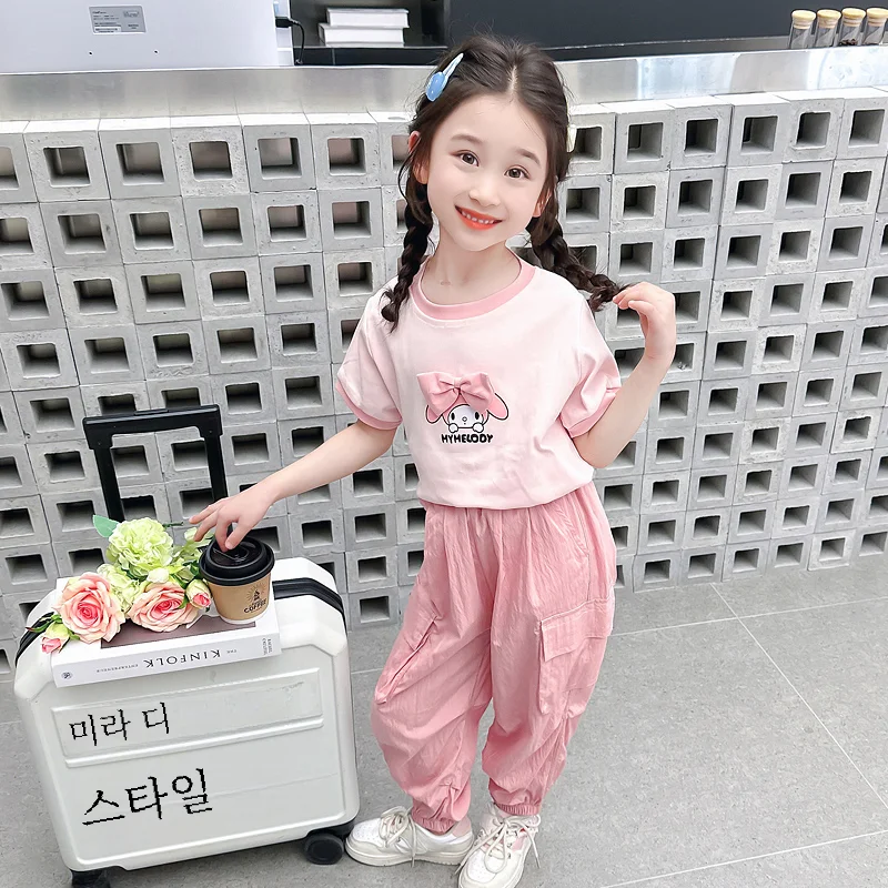 Летняя одежда для маленьких девочек комплект мелодий футболка с коротким