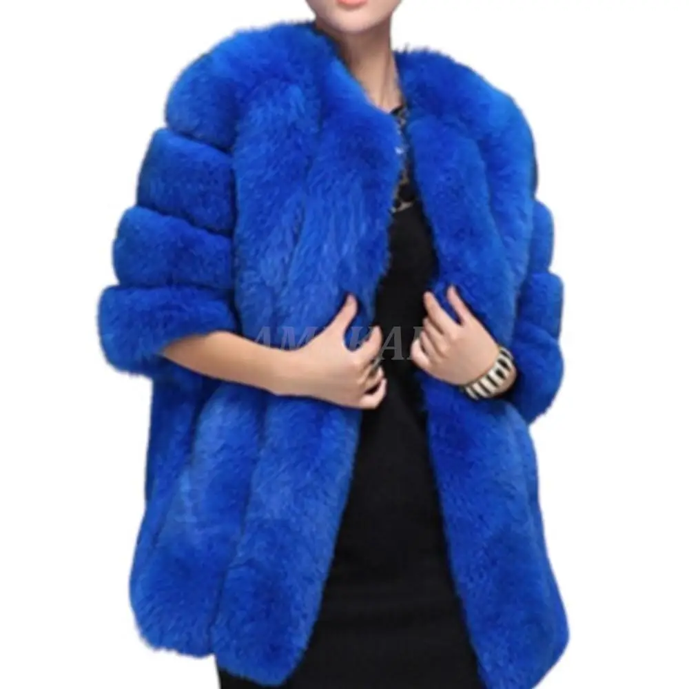 Faux Fox Fur Coat Women Long Thicken Korean Fluffy Women's Windproof Outwear Elegant Manteau Femme Hiver Fashion New Winter Warm