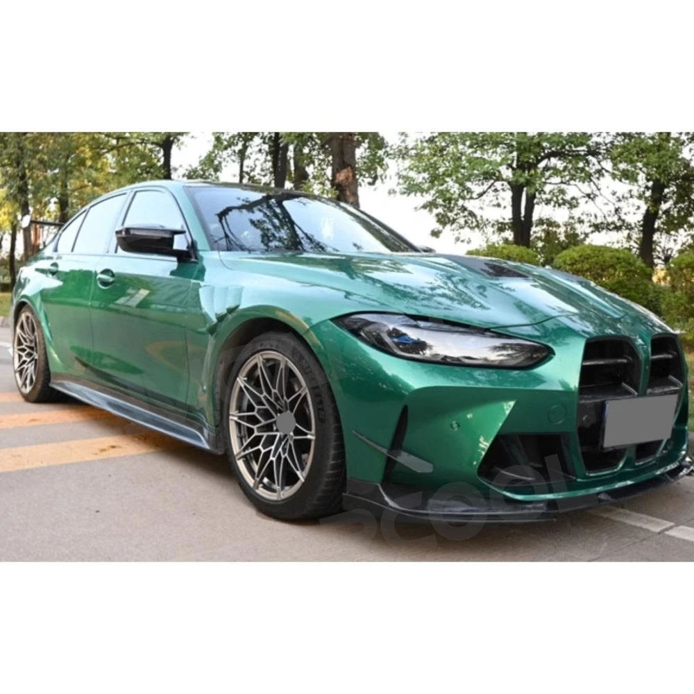 Фото Накладки на боковые пороги из сухого карбона для BMW G80 M3 Седан 4-дверный 2-дверный 2021+ год выпуска, боковые спойлеры из стеклопластика, аксессуары для автомобиля. №1