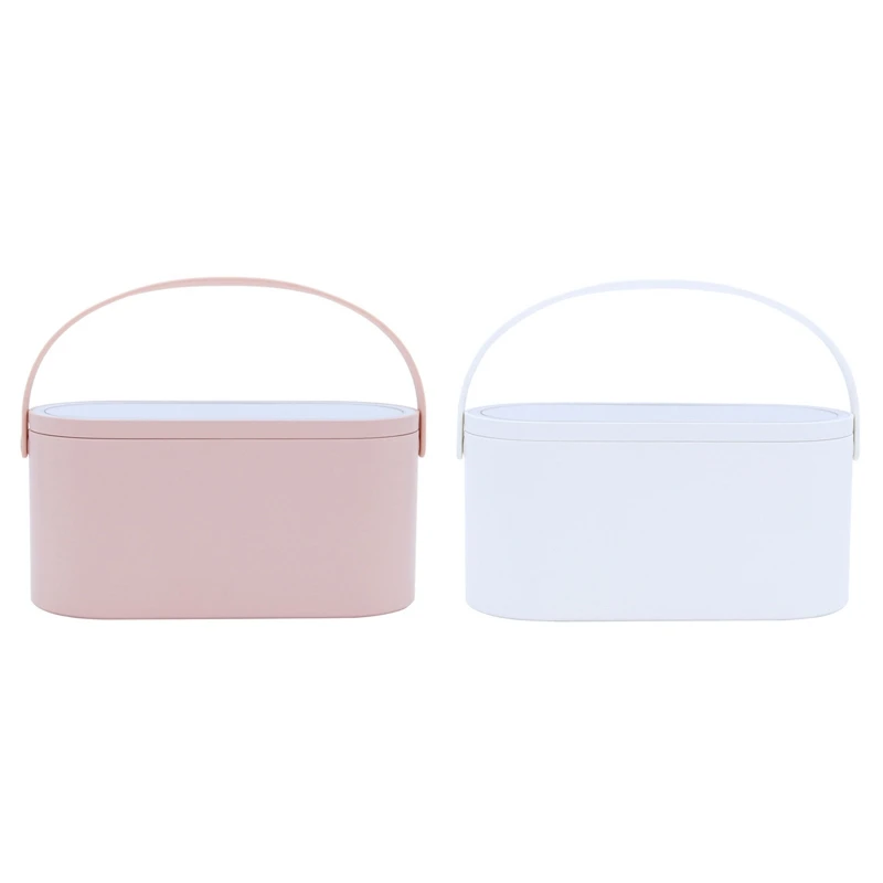 

Makeup Organizer Box With LED Light Mirror Portable Travel Makeup Cosmetics Organizer Press Light Mirror Makeup Case