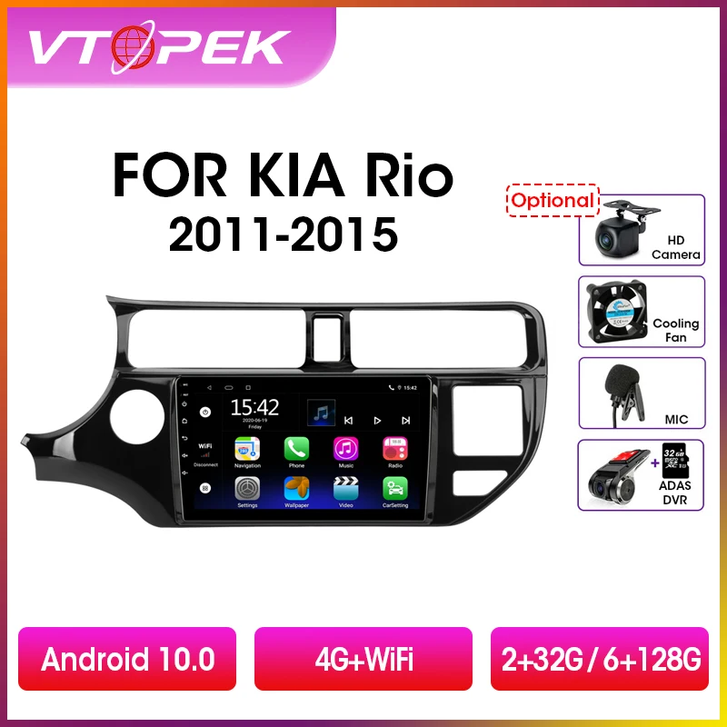Автомагнитола Vtopek для KIA RIO мультимедийный видеоплеер на Android 11 экран 9 дюймов 4G +