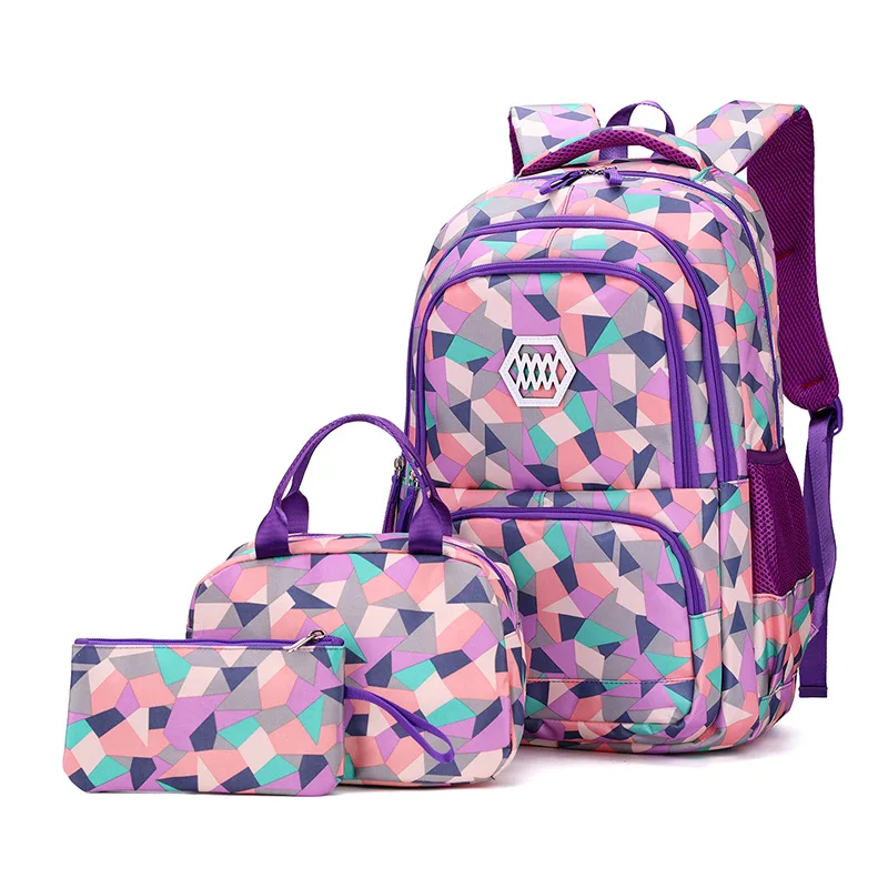 3 шт., рюкзак для учеников начальной школы с геометрическим принтом