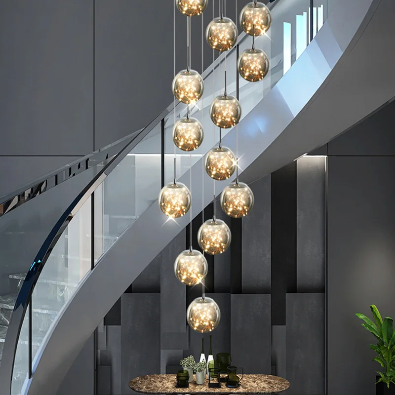 Современный стеклянный шар потолочная люстра с регулируемой яркостью для