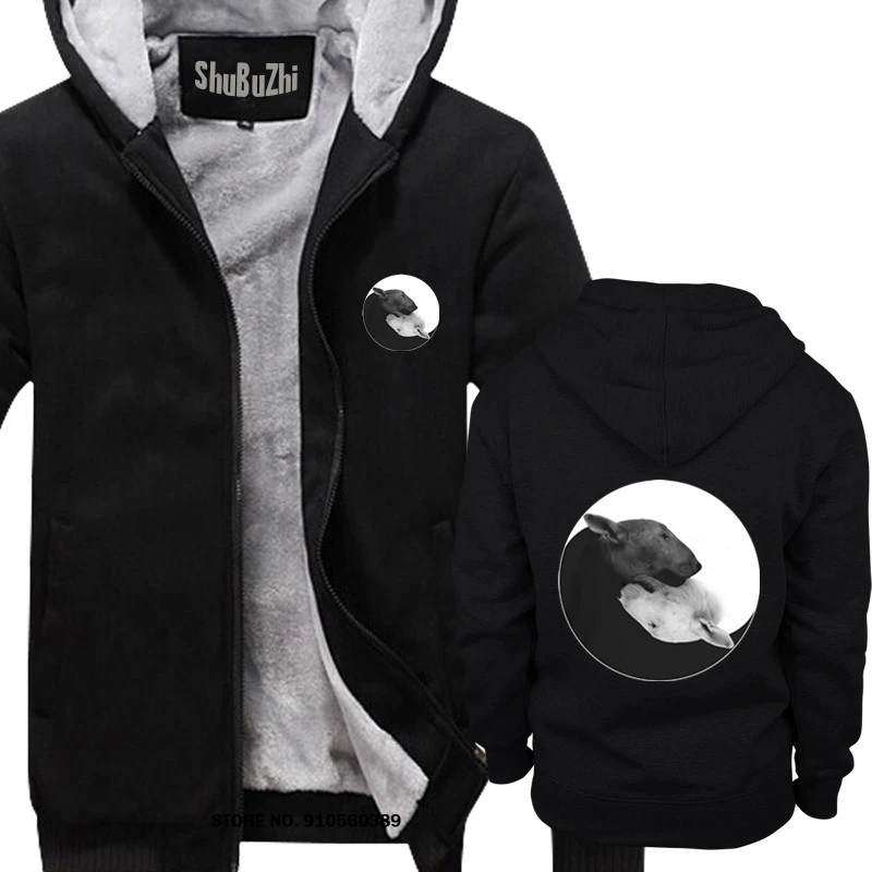 

Men hoody Bull Terrier Yin And Yang thick hoodies male brand jacket men winter warm hoody male brand thick hoodies