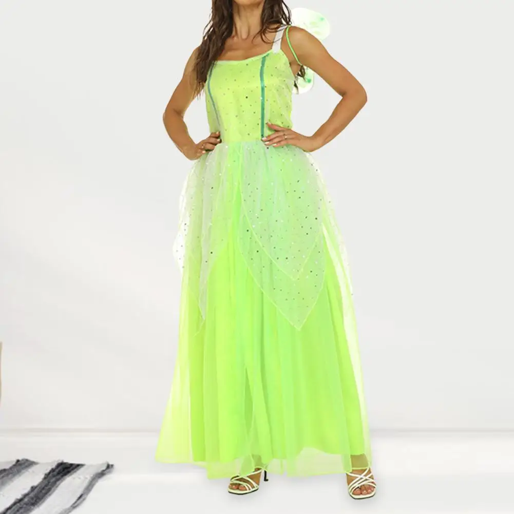 

Женское платье макси в горошек, без рукавов, блестящее платье до щиколотки для ролевых игр, маскарада, одежда для косплея