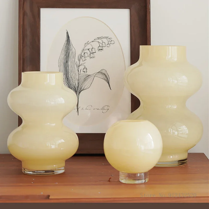 Роскошная французская янтарно-желтая стеклянная ваза Nordic Light дом гостиная