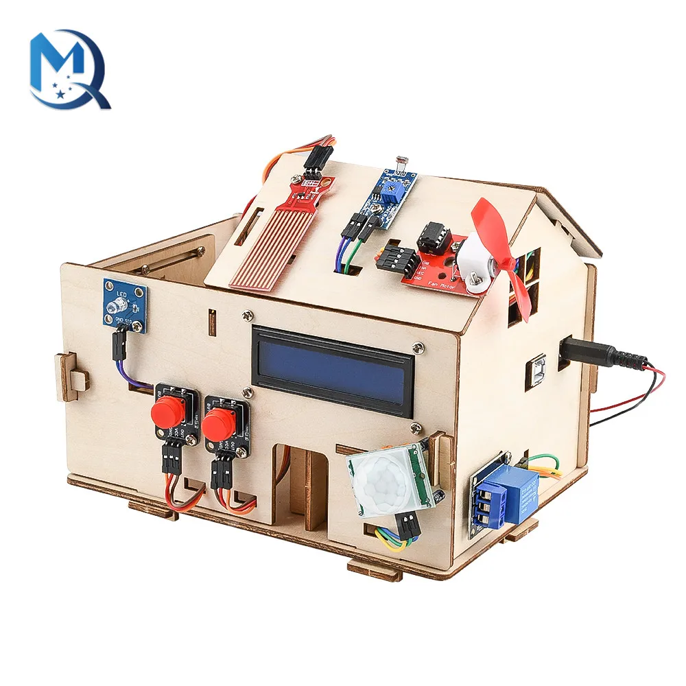 Learning Smart Home House DIY Kit Complete Set Of Sample Program Materials STEM With Plus Board Assembly Steps For Arduino