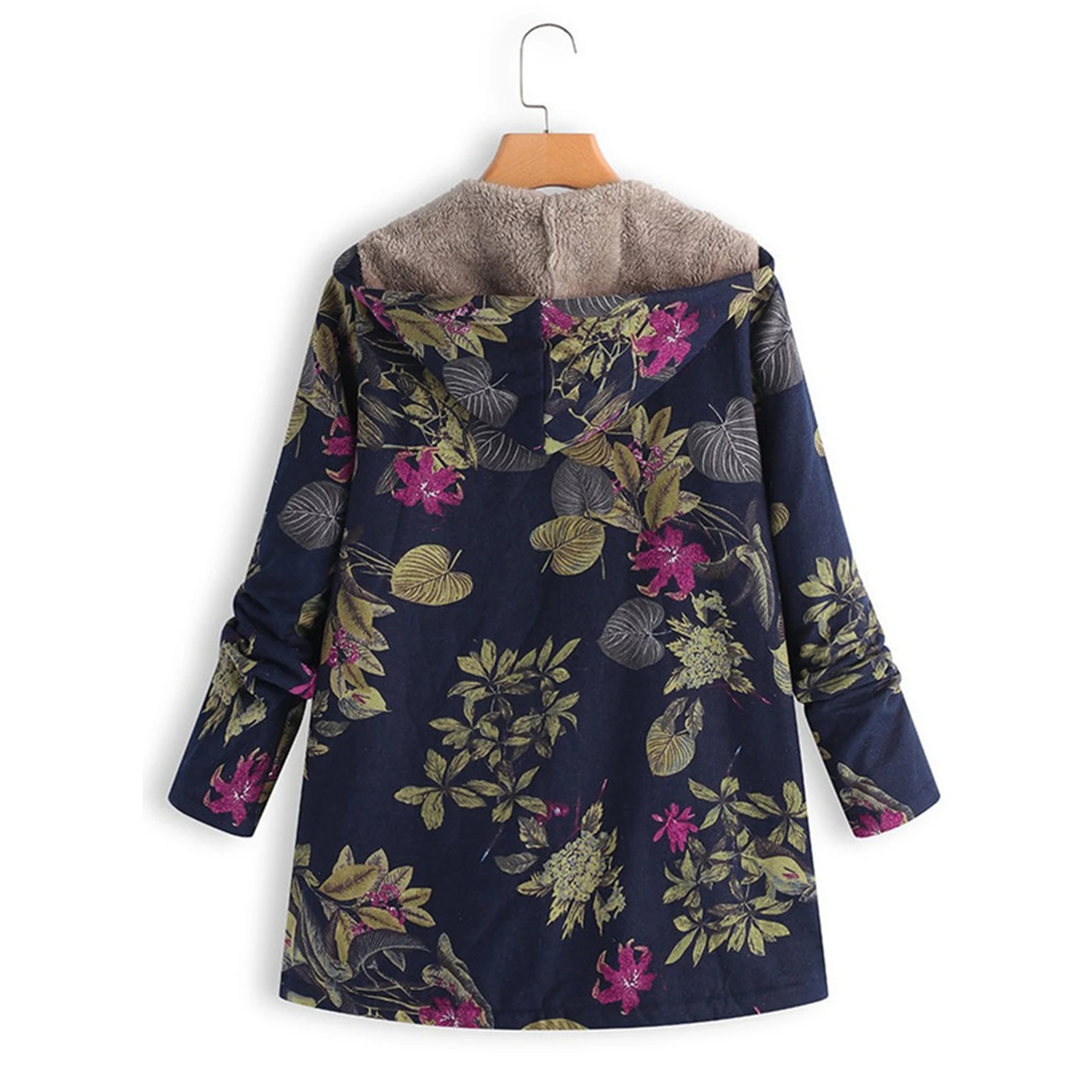 

Women's Jackets Coats Boho Flowers Leaves Print Fleece Lined Hooded for Holiday Birthday Gift