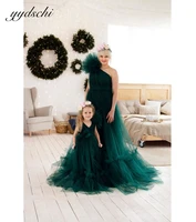mommy and me matching long dresses fluffy tulle pregnancy gowns photo shoot night party dresses mother daughter evening gowns