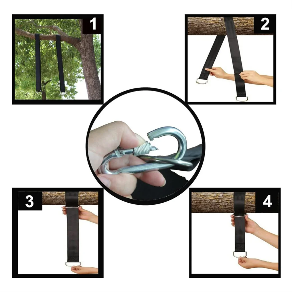 

Tree Swing Hanging Straps Kit Holds 1200lbs Hammock Hanger Belt Carabiner Outdoor Travel Hiking Safe Rope Storage Bag