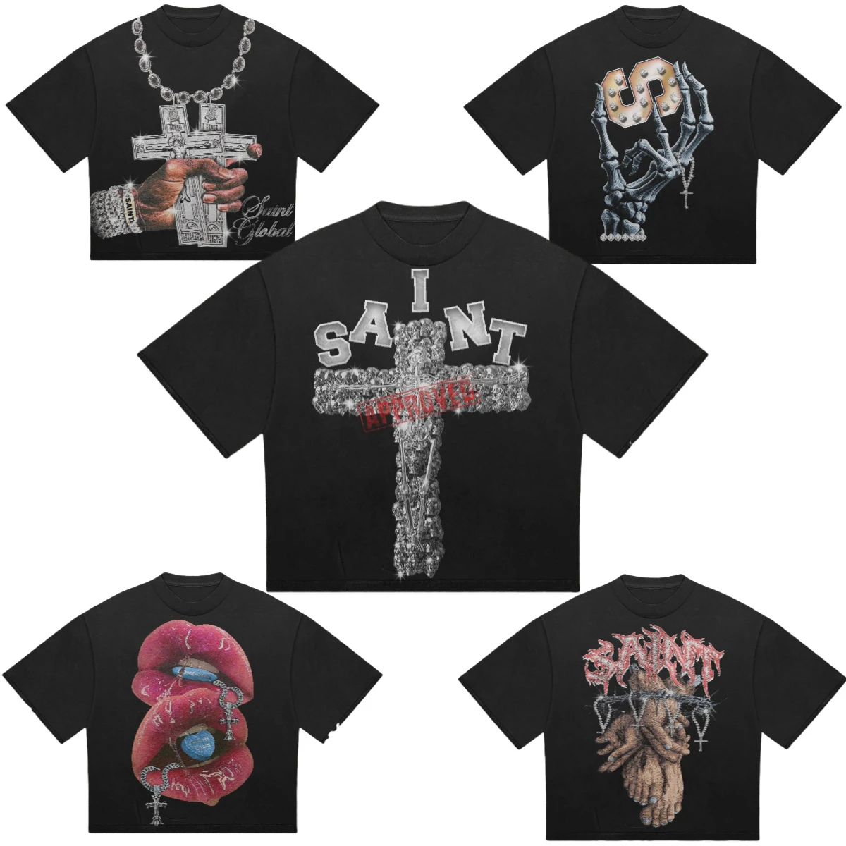 Винтажные хлопковые футболки с рисунком Skyrich и крестом мужские летние Y2K коротким