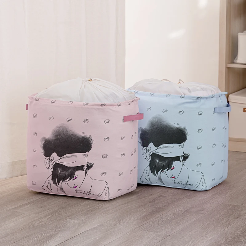 

NEW 100% Cotton Canvas Storage Bag Clothes Blanket Quilt Closet Sweater Box Pouches Fashion Sale Clothes Cabinet Organizer