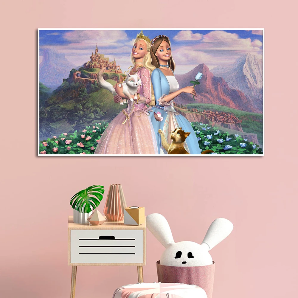 Постер Принцессы Барби и паупер Настенная картина Miniso Картина на холсте с милым