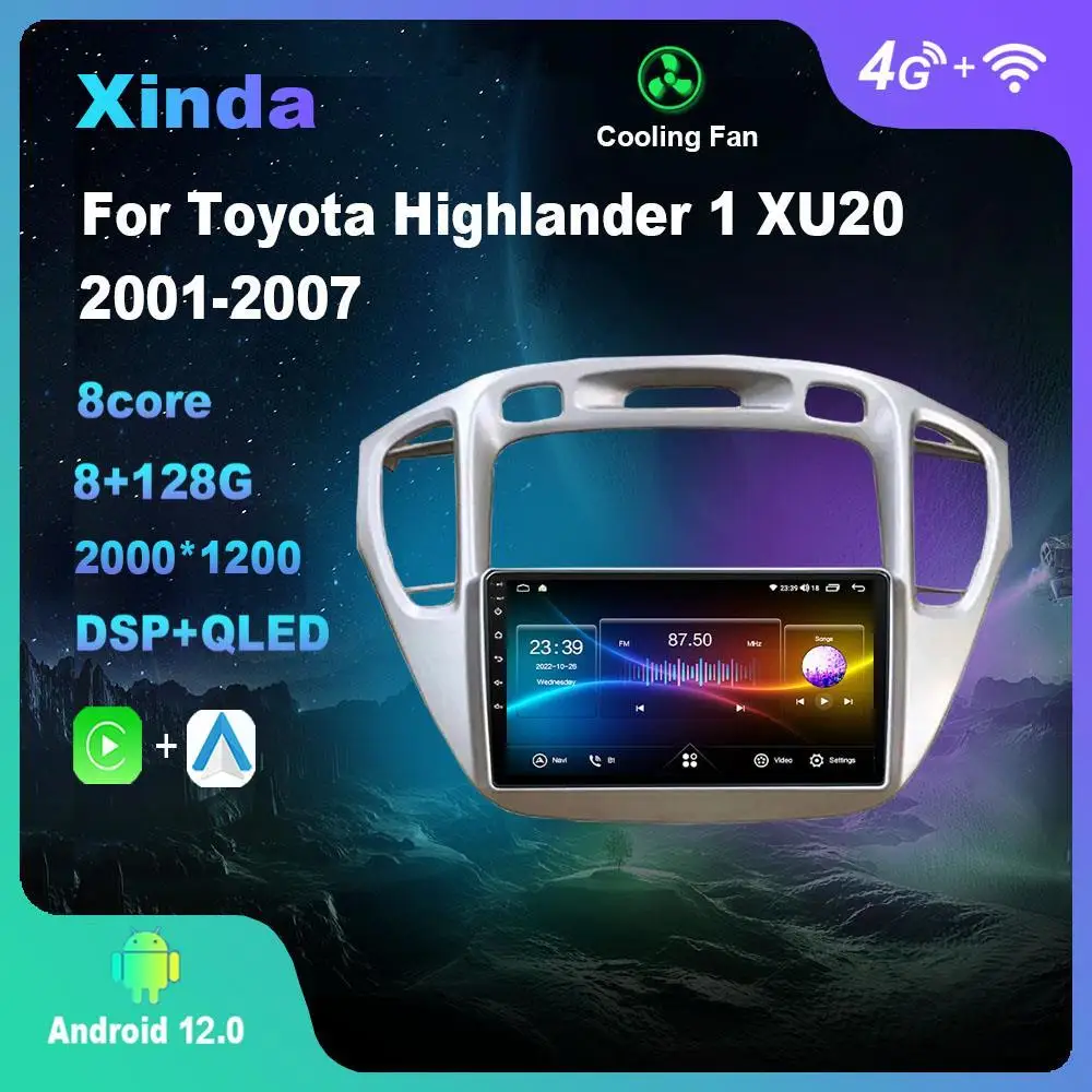 

Android 12,0 для Toyota Highlander 1 XU20 2001-2007 мультимедийный плеер Авто радио GPS Carplay 4G WiFi DSP