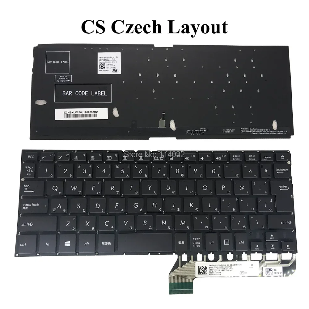 Фото Чешская бельгийская клавиатура с подсветкой AZERTY для ASUS ZenBook UX430 UX430UQ UX430UA UX430UAR, подсветка клавиатуры 0KNB0-2627BE00 2627cs00 №4
