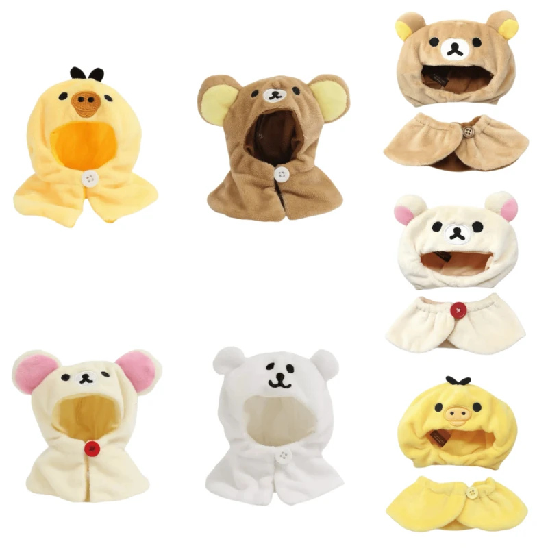 Фото Kawai самодетонационный медведь Rilakkuma, одежда для куклы из хлопка 10 см, милая накидка, комплект головных уборов, аксессуар для куклы, сменный плащ №1