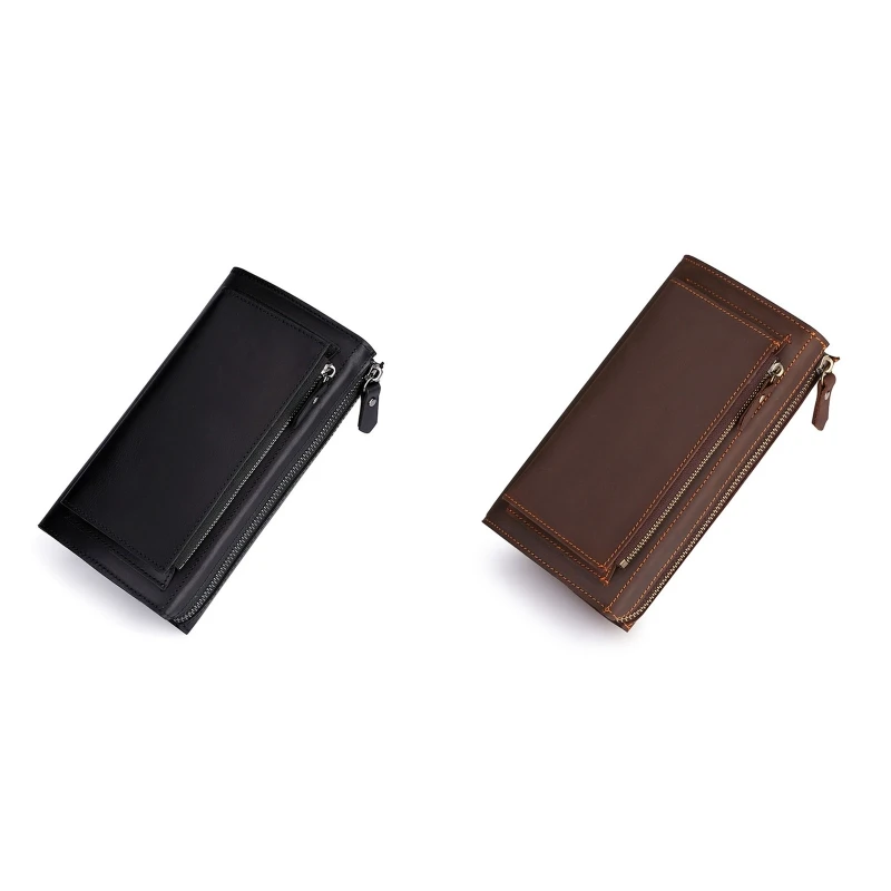 

Y166 Multifunctional Mens Purse Large Capacity Portable Leather Clutch Bag Long Type Wallets for Credit Card Cash Cellphone