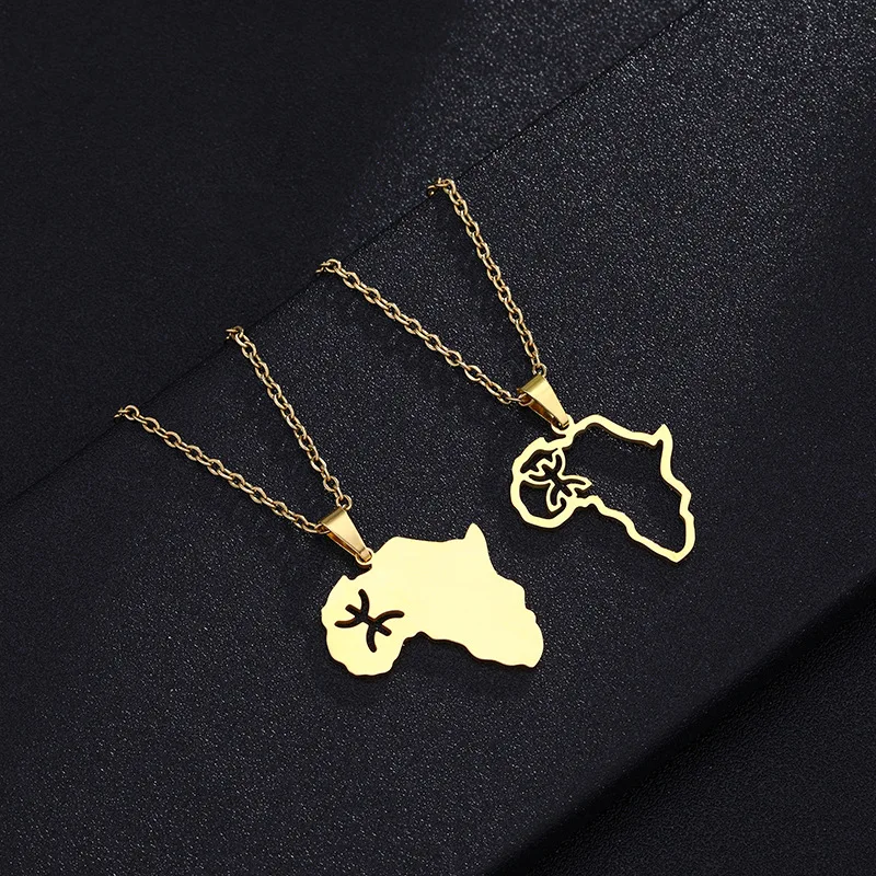 Ожерелье с подвеской в виде символа Африканской карты для женщин, ожерелье-цепочка из нержавеющей стали, чокер с надписью Kabyle, украшения в стиле хип-хоп X055