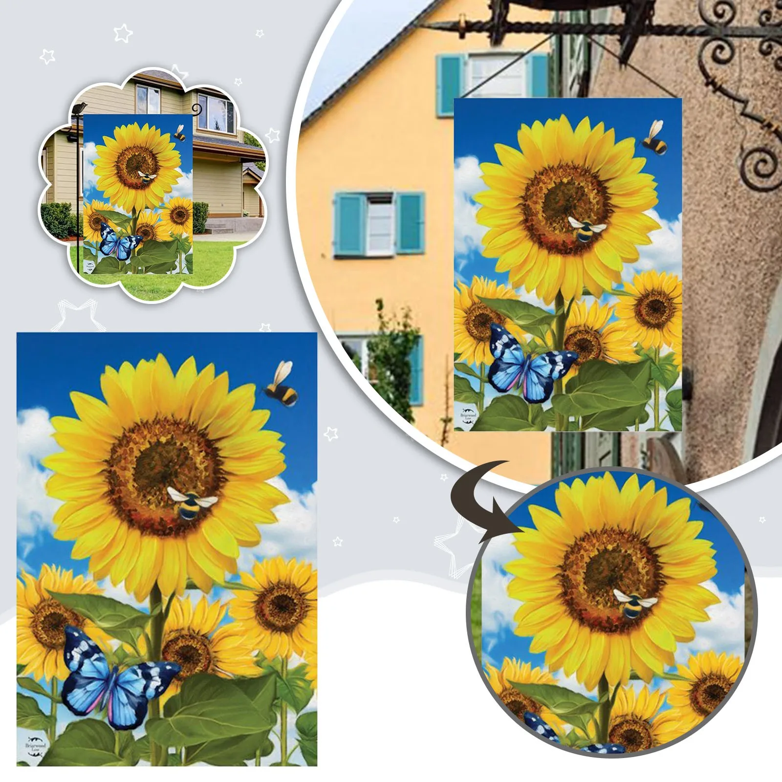 

Подсолнухи и Летний сад флаг Цветочная бабочка 12,5 запасные части флага