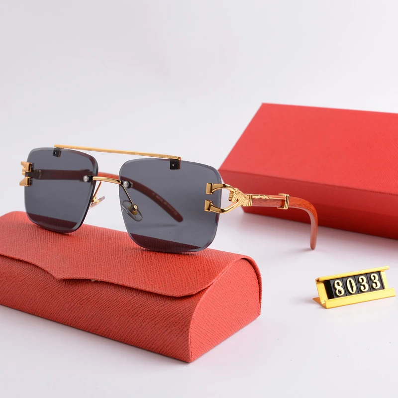 2023 Carter Fashion Unique Semi-Rimless Square Style Gradient Sunglasses  Vintage Classic Brand Design Sun Glasses 8033