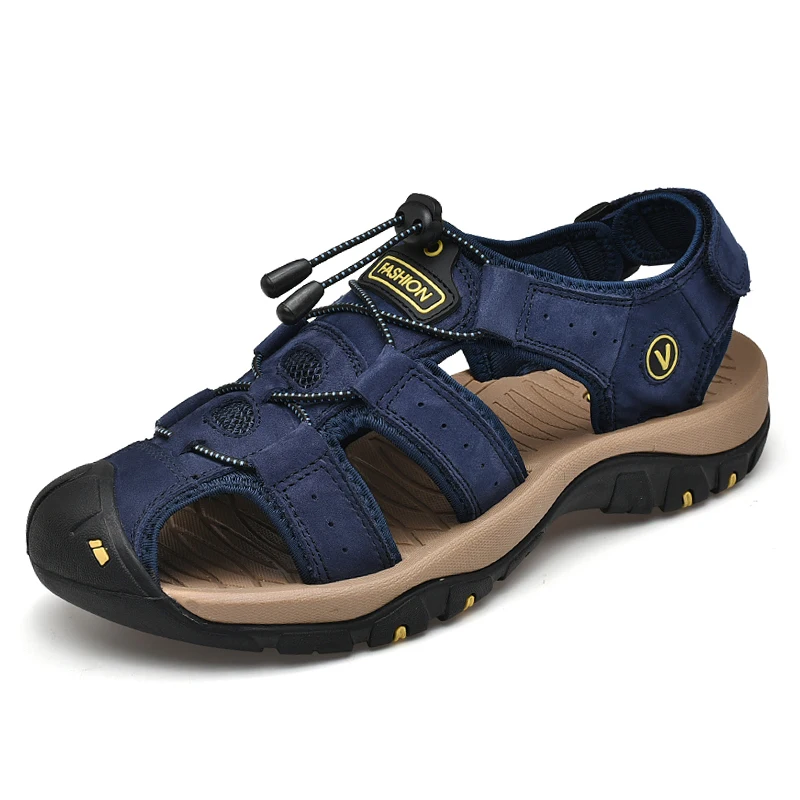 Original Men's Sandals Genuine Leather Men Shoes 2023 Summer Outdoor Lightweight Big Size 48 Beach Hiking Sandals Man Slippers