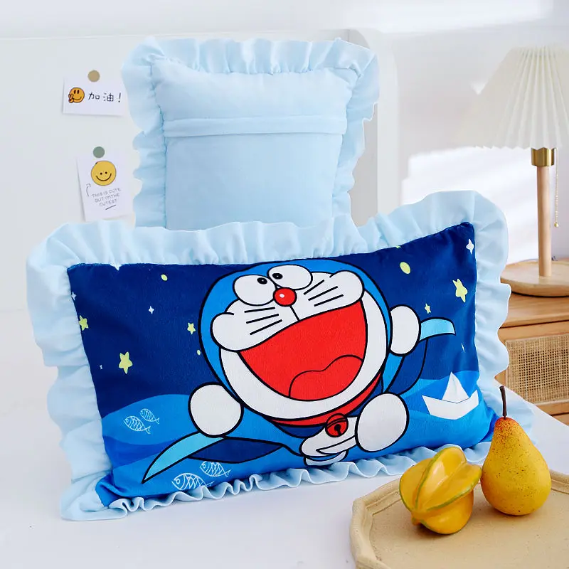 

Robot Cat Cartoon Pillowcase Cartoon Thickened Breathable Sweat Absorbing Pillow Case for Middle School Children 30x50CM