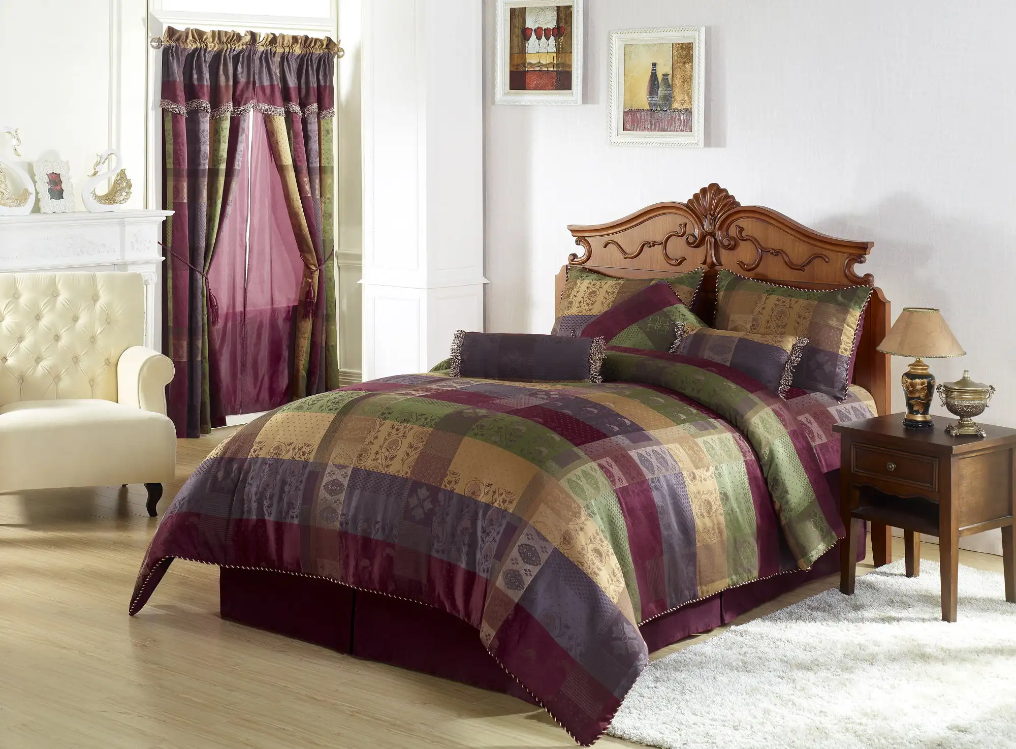 

Gitano 7-Piece Jacquard Floral Patchwork Comforter Set California King