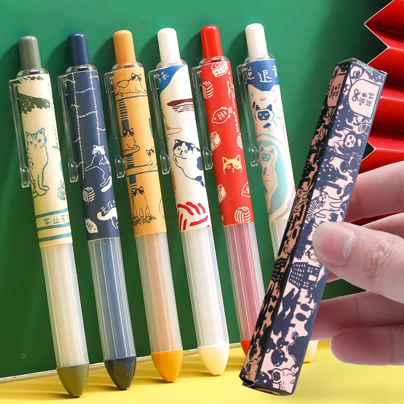 

1Pcs Creative Kawaii Cat Gel Pens 0.5mm Bullet Black Ink Writing Ball Pen Student Cute Cartoon Stationery Office School Supplies