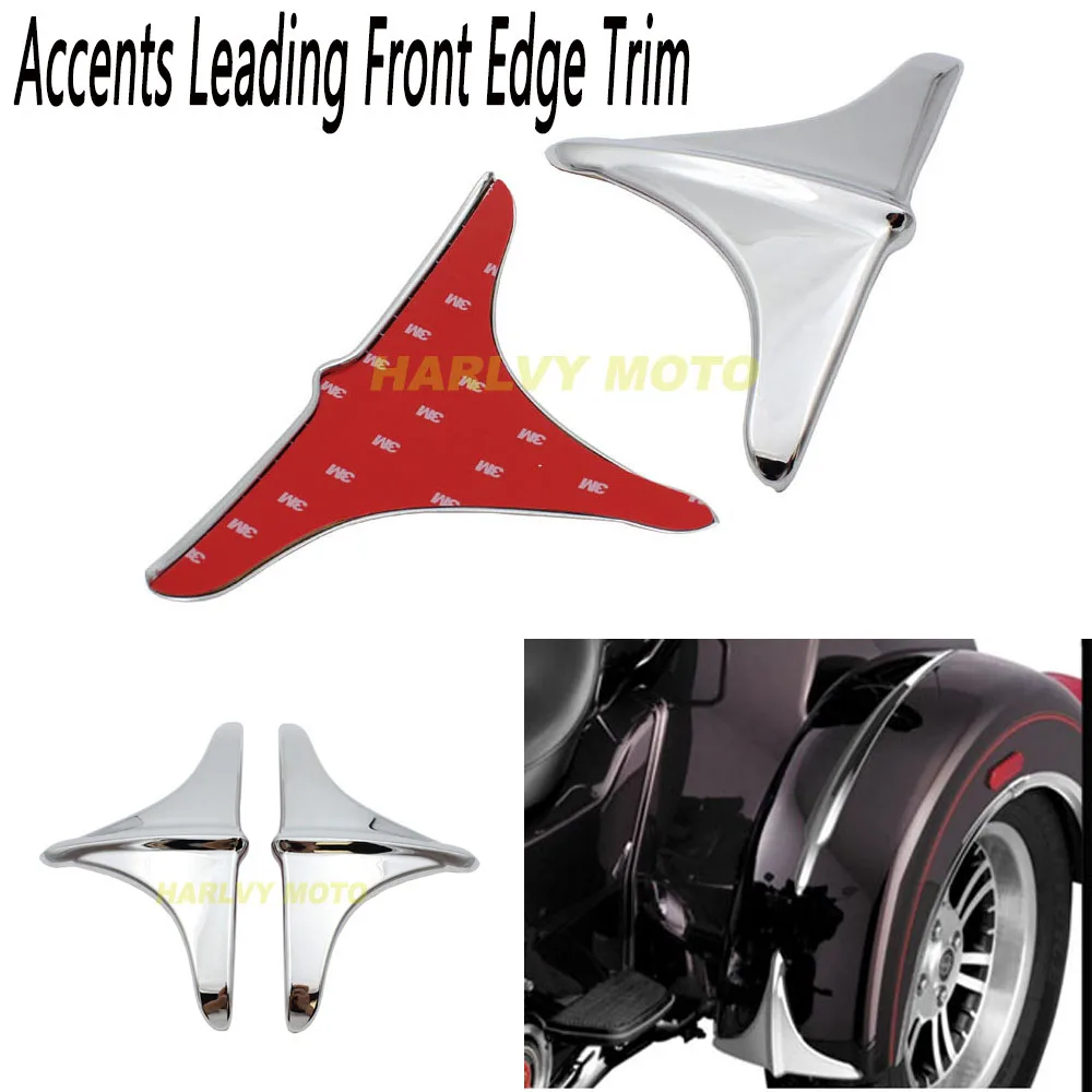 

Chrome Rear Fender Accents Leading Front Edge Trim 4 Fit For Touring Trikes 09-17 2015 2016 2014 2010