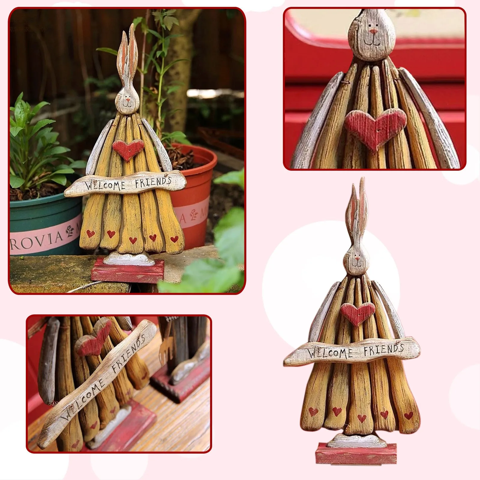 

Идеальные подарки в виде зайчика, поделки из Пасхальной смолы, украшение ручной работы, деревенская фигурка, настольное украшение, белые ро...