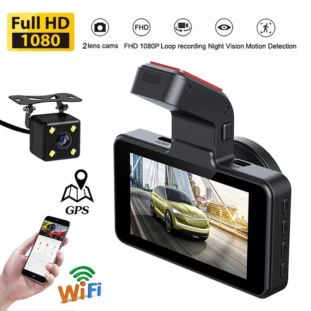

Car DVR WiFi Full HD 1080P Dash Cam Rear View Vehicle Camera Video Recorder Night Vision Auto DVRs Dashcam GPS Car Accessories