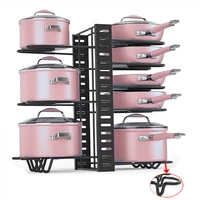 Heavy Duty Pan Organizer Kitchen Cabinet Storage Expandable Adjustable Organization 5 8 Tier Pan Pot Lid Rack Organizers Holders