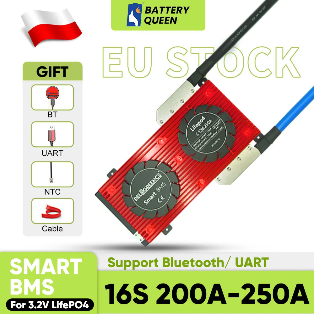 

Польская доставка Smart BMS 16S48V 200A 250A для литиевого LifePO4 аккумулятора с Bluetooth UART кабелем НДС бесплатно с балансом