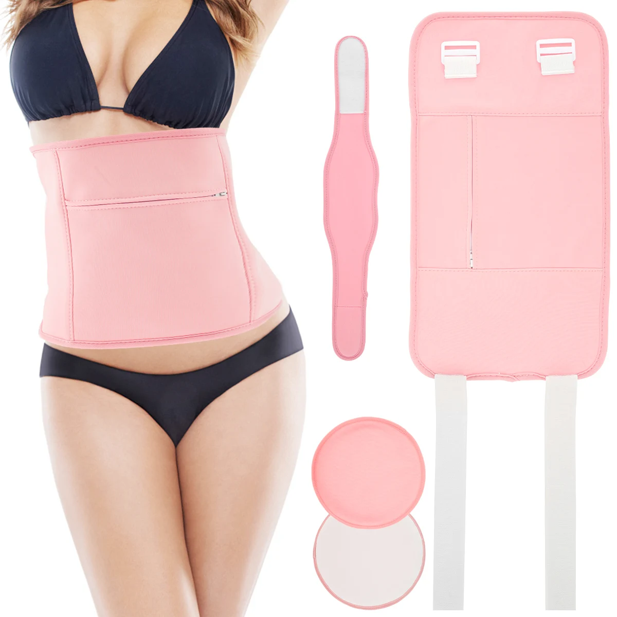 

New 3Pcs Neck Waist Essential Oil Pack Set with Chest Pads Washable Reusable Essential Oil Wrap Leakproof Oil Pack Wrap