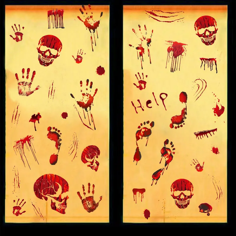 Наклейки на стену в виде кровавого черепа Хэллоуин