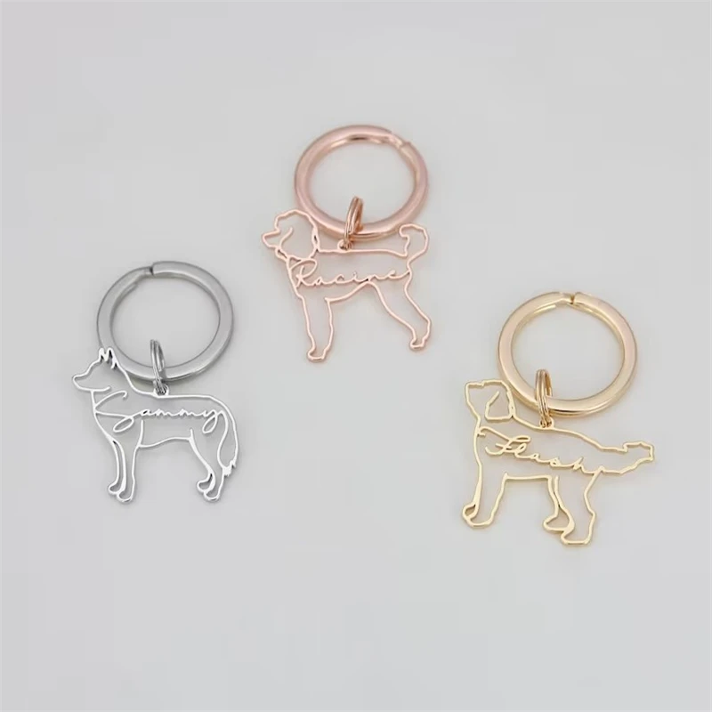 

Personalized Custom Name Keychain for Women Stainless Steel Customized Pet Dog Pendant Key Ring Jewelry Birthday Gift