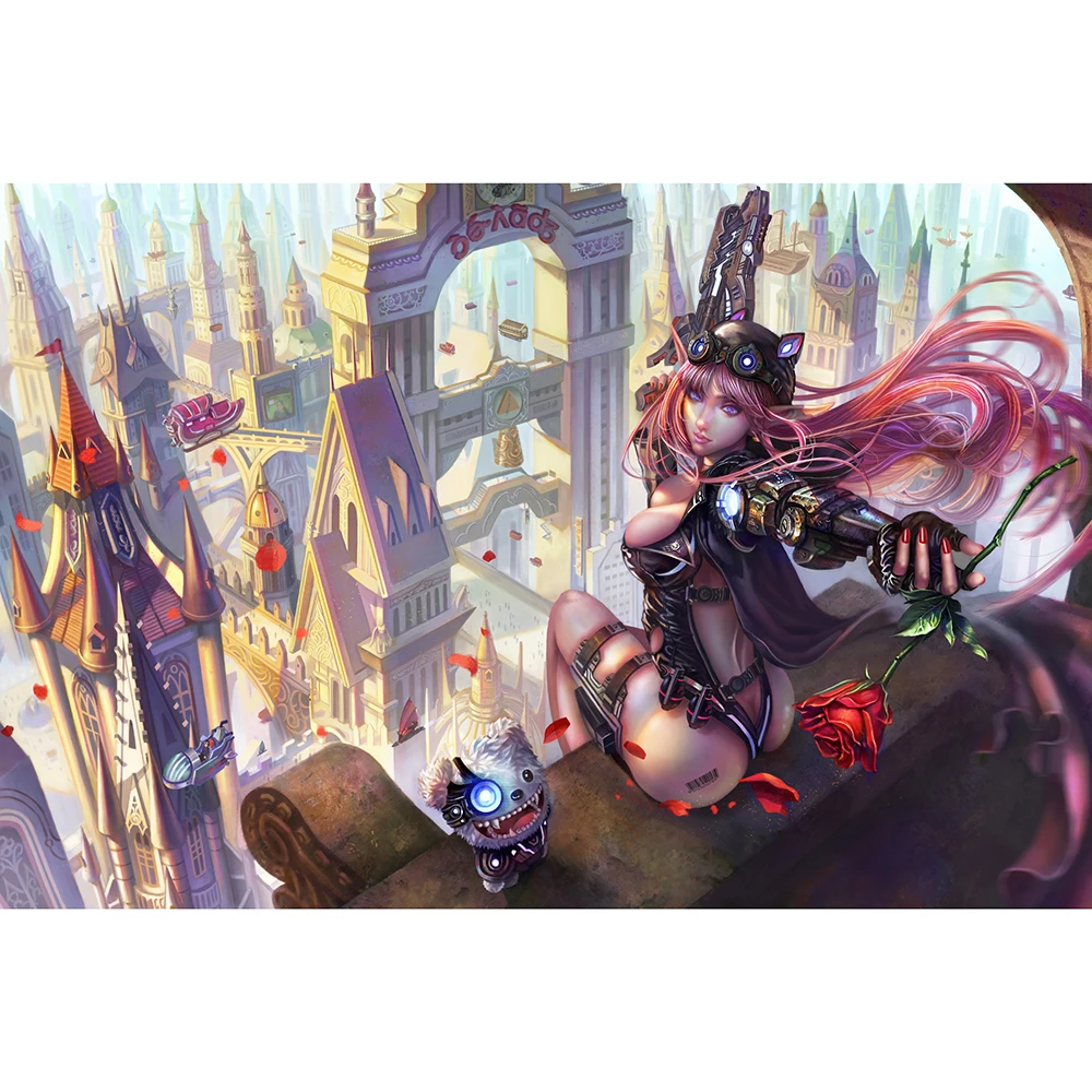 Long Hair Sexy Beauty Anime Playmat Art Picture Mat Cards Cover MGT Cards Protector DTCG MTG TCG Mousemat/Star Reals Board Games