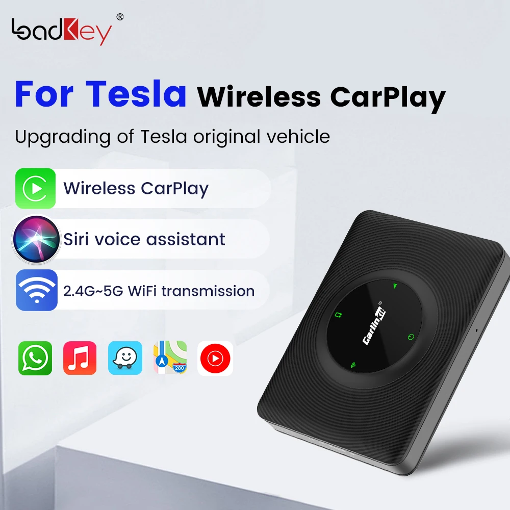 CarlinKit T2C Wireless CarPlay For Tesla Model 3 Model S Model X Model Y Siri Voice YouTube Music Spotify Waze 2.4-5G WiFi Auto