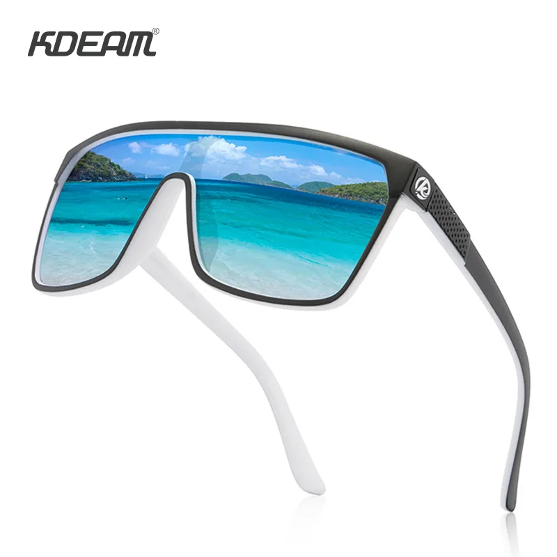 

Мужские и женские ветрозащитные очки KDEAM, поляризационные солнцезащитные очки квадратной формы с интегрированными линзами, Брендовые очки для велоспорта и вождения